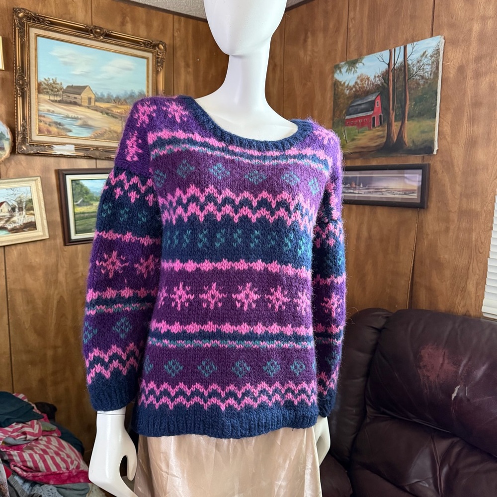 Handmade Knit Wool Boho Vintage Sweater
